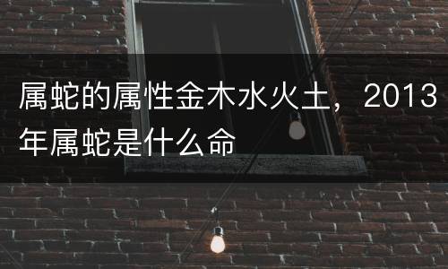 属蛇的属性金木水火土，2013年属蛇是什么命