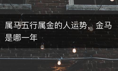 属马五行属金的人运势，金马是哪一年