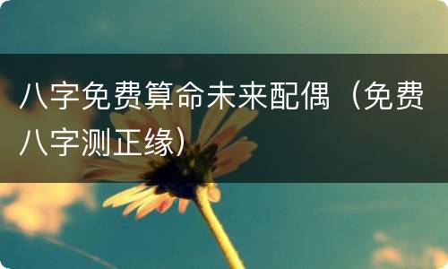 八字免费算命未来配偶（免费八字测正缘）