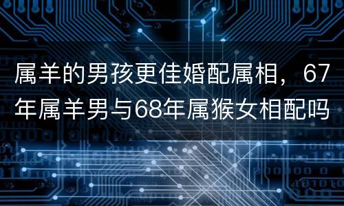 属羊的男孩更佳婚配属相，67年属羊男与68年属猴女相配吗