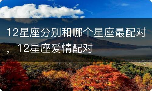 12星座分别和哪个星座最配对，12星座爱情配对