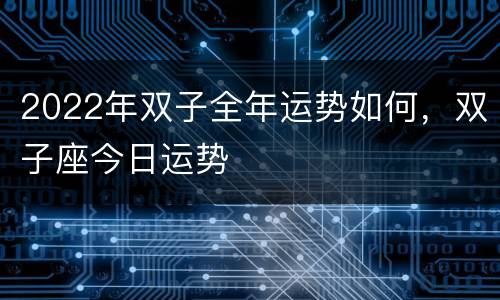 2022年双子全年运势如何，双子座今日运势