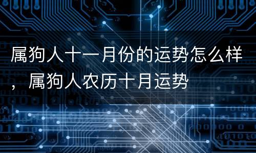 属狗人十一月份的运势怎么样，属狗人农历十月运势
