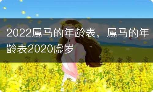 2022属马的年龄表，属马的年龄表2020虚岁