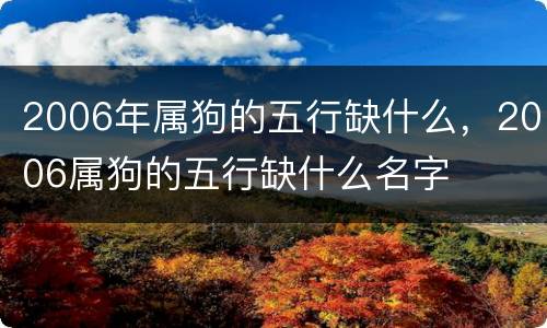 2006年属狗的五行缺什么，2006属狗的五行缺什么名字