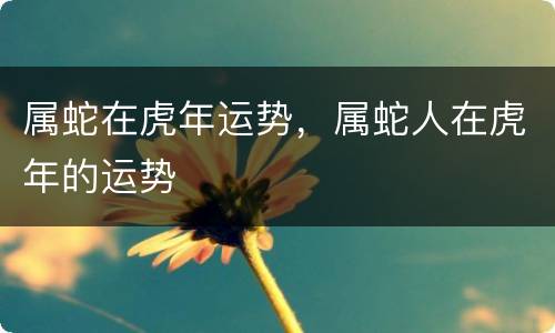 属蛇在虎年运势，属蛇人在虎年的运势