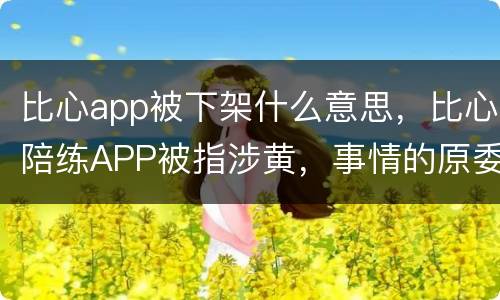 比心app被下架什么意思，比心陪练APP被指涉黄，事情的原委是怎样的？