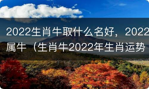 2022生肖牛取什么名好，2022属牛（生肖牛2022年生肖运势详解）