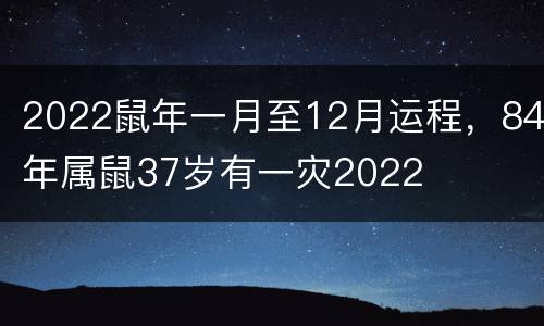 2022鼠年一月至12月运程，84年属鼠37岁有一灾2022