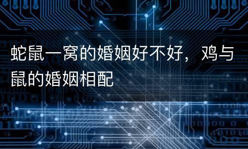 蛇鼠一窝的婚姻好不好，鸡与鼠的婚姻相配