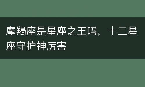 摩羯座是星座之王吗，十二星座守护神厉害