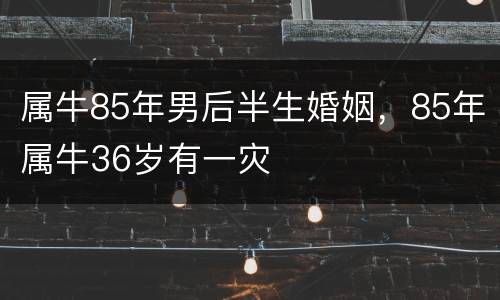 属牛85年男后半生婚姻，85年属牛36岁有一灾