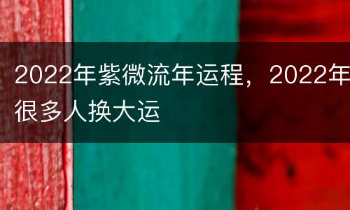 2022年紫微流年运程，2022年很多人换大运