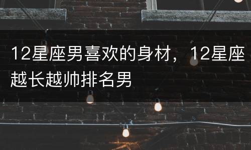 12星座男喜欢的身材，12星座越长越帅排名男