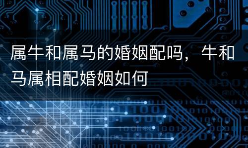属牛和属马的婚姻配吗，牛和马属相配婚姻如何