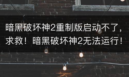 暗黑破坏神2重制版启动不了，求救！暗黑破坏神2无法运行！！