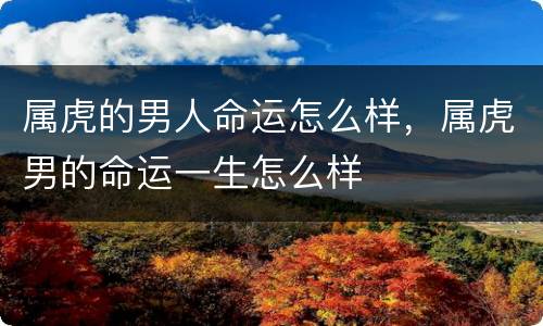 属虎的男人命运怎么样，属虎男的命运一生怎么样