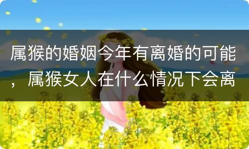 属猴的婚姻今年有离婚的可能，属猴女人在什么情况下会离婚
