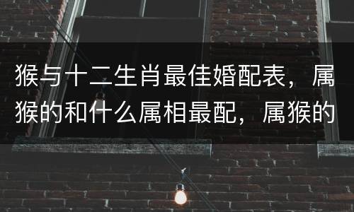 猴与十二生肖最佳婚配表，属猴的和什么属相最配，属猴的属相婚配表