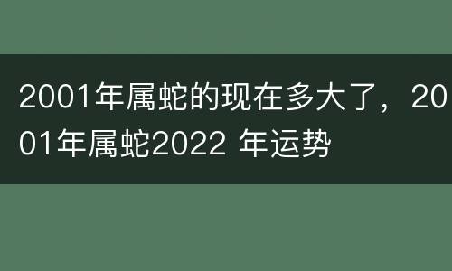 2001年属蛇的现在多大了，2001年属蛇2022 年运势