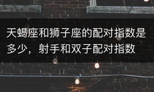 天蝎座和狮子座的配对指数是多少，射手和双子配对指数