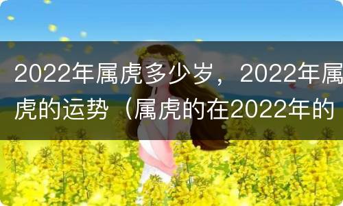 2022年属虎多少岁，2022年属虎的运势（属虎的在2022年的运势）