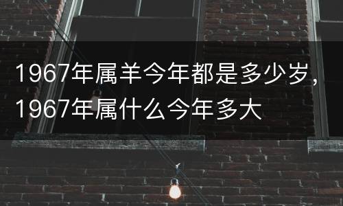 1967年属羊今年都是多少岁，1967年属什么今年多大