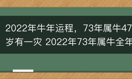2022年牛年运程，73年属牛47岁有一灾 2022年73年属牛全年运势如何