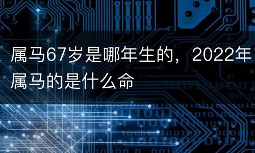 属马67岁是哪年生的，2022年属马的是什么命
