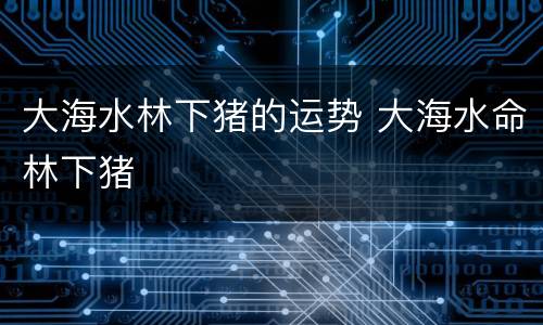 大海水林下猪的运势 大海水命林下猪