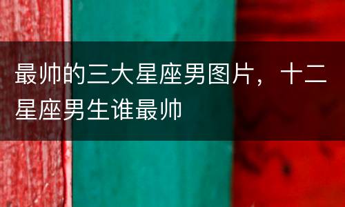 最帅的三大星座男图片，十二星座男生谁最帅
