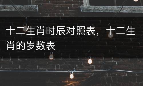十二生肖时辰对照表，十二生肖的岁数表