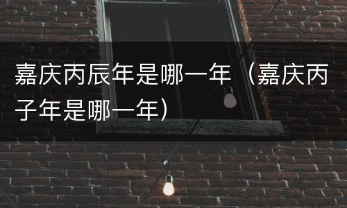 嘉庆丙辰年是哪一年（嘉庆丙子年是哪一年）
