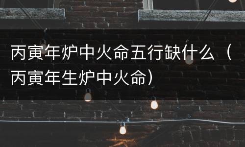 丙寅年炉中火命五行缺什么（丙寅年生炉中火命）