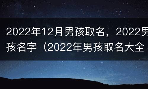 2022年12月男孩取名，2022男孩名字（2022年男孩取名大全）