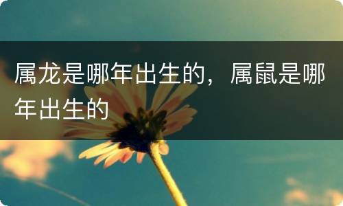 属龙是哪年出生的，属鼠是哪年出生的