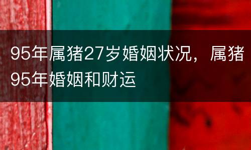95年属猪27岁婚姻状况，属猪95年婚姻和财运