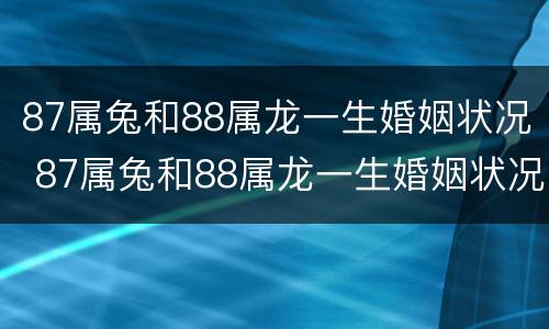 87属兔和88属龙一生婚姻状况 87属兔和88属龙一生婚姻状况