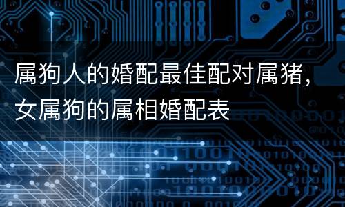 属狗人的婚配最佳配对属猪，女属狗的属相婚配表