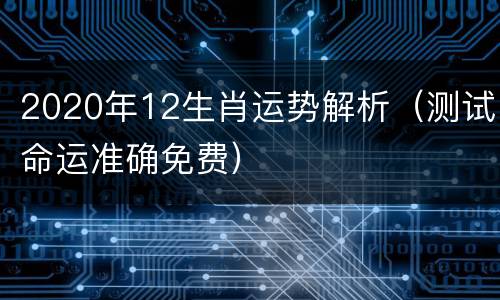 2020年12生肖运势解析（测试命运准确免费）