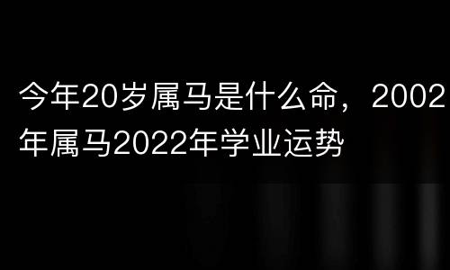 今年20岁属马是什么命，2002年属马2022年学业运势