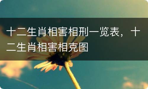 十二生肖相害相刑一览表，十二生肖相害相克图