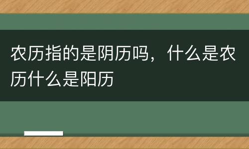 农历指的是阴历吗，什么是农历什么是阳历