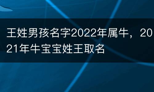 王姓男孩名字2022年属牛，2021年牛宝宝姓王取名