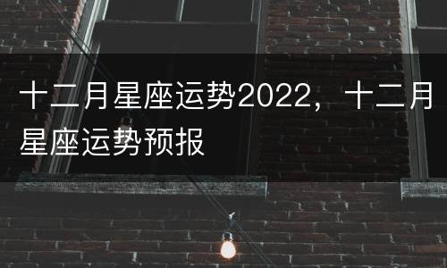 十二月星座运势2022，十二月星座运势预报