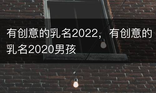 有创意的乳名2022，有创意的乳名2020男孩