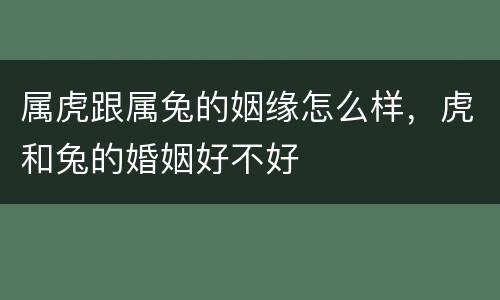 属虎跟属兔的姻缘怎么样，虎和兔的婚姻好不好