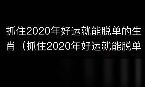 抓住2020年好运就能脱单的生肖（抓住2020年好运就能脱单的生肖是什么）