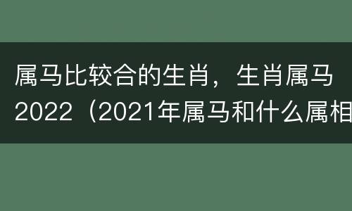 属马比较合的生肖，生肖属马2022（2021年属马和什么属相最合适,最合财）