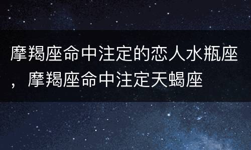 摩羯座命中注定的恋人水瓶座，摩羯座命中注定天蝎座